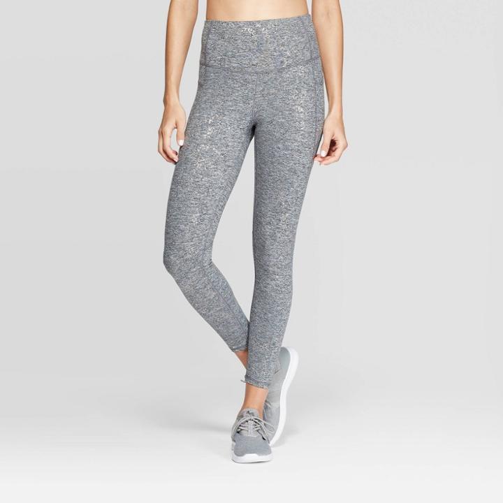 Women's Studio Animal Print High-waisted 7/8 Leggings 25 - C9 Champion Black Heather Xs, Black Grey