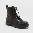 Women's Caldwell Lace Up Combat Boots - A New Day Black