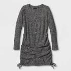 Girls' Side Cinch Long Sleeve Knit Dress - Art Class Black