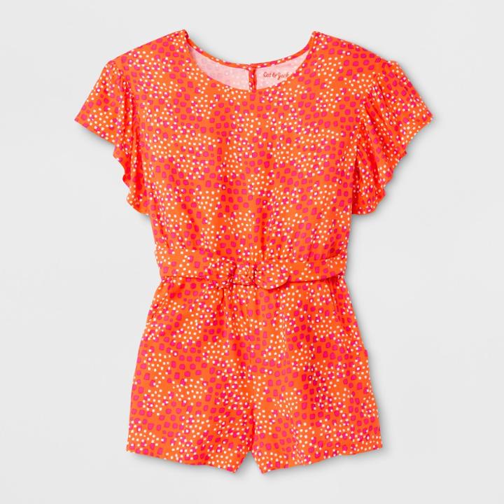 Girls' Printed Romper - Cat & Jack Orange