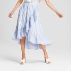 Women's Striped Ruffle Wrap Midi Skirt - Who What Wear Blue Xxl, Blue