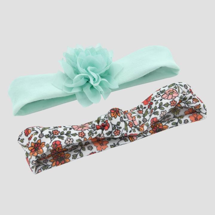 Baby Girls' 2pk Floral Jersey Headwraps - Just One You Made By Carter's Multicolor,