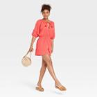 Women's Short Sleeve Gauze Romper - Knox Rose Coral Pink