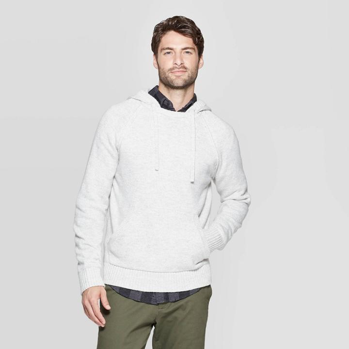 Men's Standard Fit Hooded Pullover Sweater - Goodfellow & Co Gray