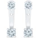 Target Created White Sapphire Prong Set Stud Front And Back Earring In Sterling