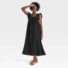 Women's Ruffle Short Sleeve A-line Dress - A New Day Black