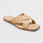 Women's Wide Width Emmy Studded Crossband Sandals - A New Day Tan