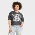 Merch Traffic Women's Kurt Cobain Plus Size Short Sleeve Oversized Graphic T-shirt - Charcoal Gray