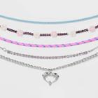 Dolphin Charm Mixed Beading Choker Necklace Set 5pc - Wild Fable , Blue/red/pink