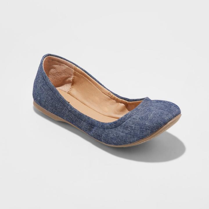 Women's Ona Wide Width Round Toe Ballet Flats - Mossimo Supply Co. Navy (blue) 6.5w,