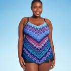 Women's Plus Size Cowl Neck Tankini Top - Aqua Green Warm