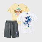 Boys' Sonic 3pc Jogger Shorts Set - Gray/white/yellow