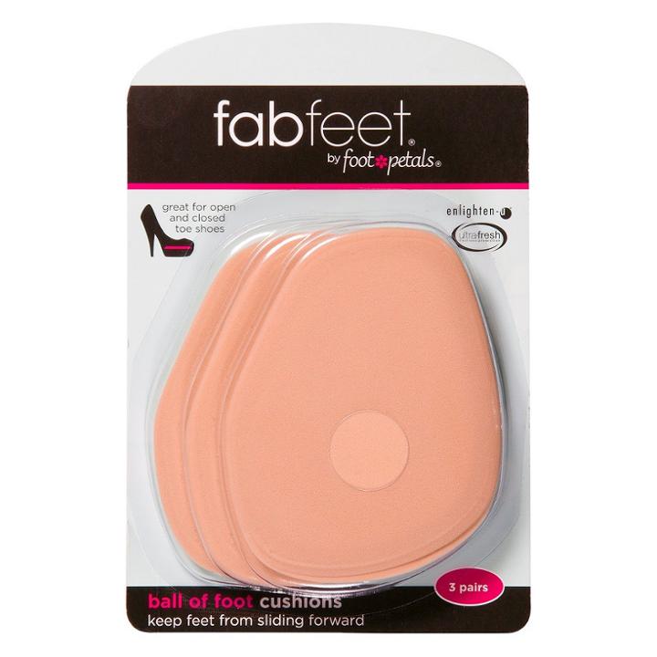 Women's Fab Feet By Foot Petals Ball Of Foot Insoles Shoe Cushion Khaki - 3 Pairs, Adult Unisex, Size: