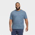 Men's Big & Tall Short Sleeve Hemp Cotton T-shirt - Goodfellow & Co Navy Blue/striped