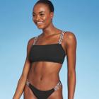 Juniors' Ribbed Strappy Bralette Bikini Top - Xhilaration Black D/dd Cup