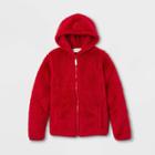 Kids' Long Sleeve Cozy Sherpa Hoodie Sweatshirt - Cat & Jack Red M, Kids Unisex,