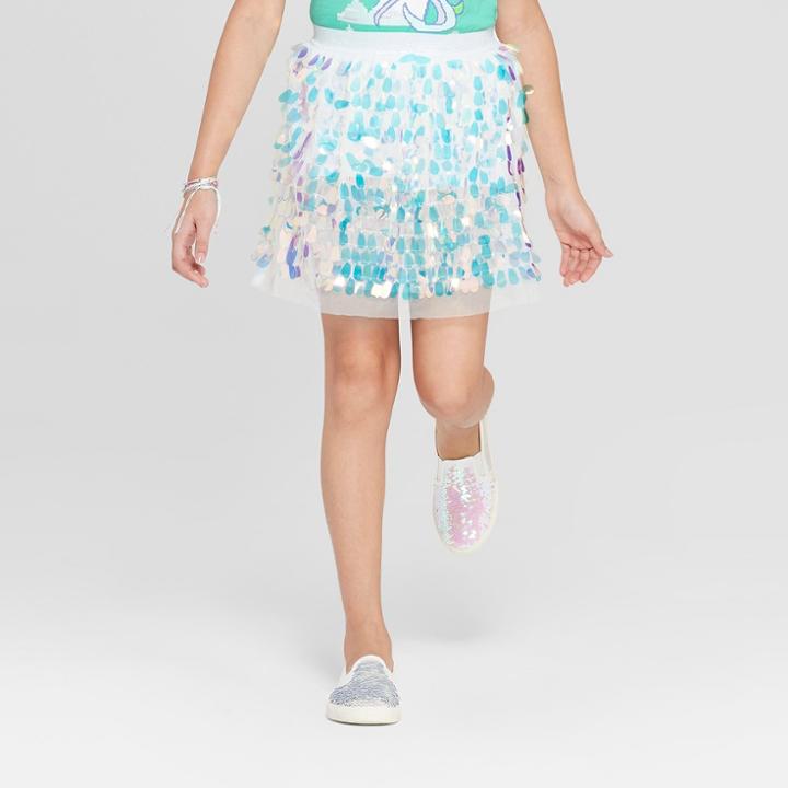 Girls' Iridescent Sequin Skirt - Cat & Jack Cream