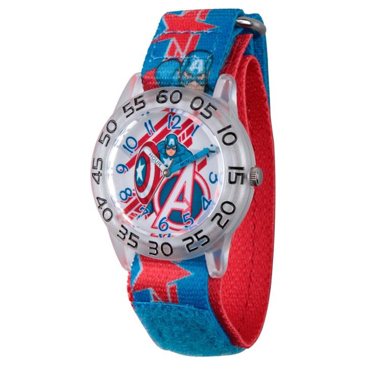 Boys' Marvel's Avengers Assemble Captain America Clear Plastic Time Teacher Watch - Multi,