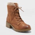 Women's Dez Microsuede Lace-up Boots - Universal Thread Cognac