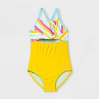 Speedo Girls' Striped One Piece Swimsuit - Yellow