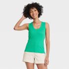 Women's Slim Fit Tank Top - A New Day Dark Green