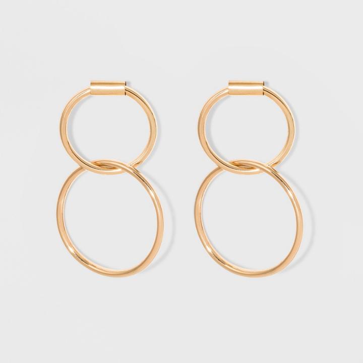 Interlocking Thick Hoop Drop Earrings - A New Day Gold