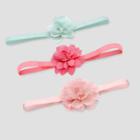 Baby Girls' 3pk Plume Headwraps - Just One You Made By Carter's Pink/mint (pink/green)