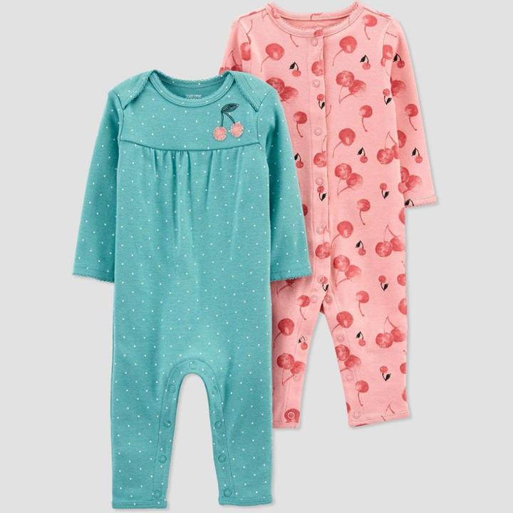 Baby Girls' 2pk Floral Jumpsuit - Just One You Made By Carter's Green Newborn