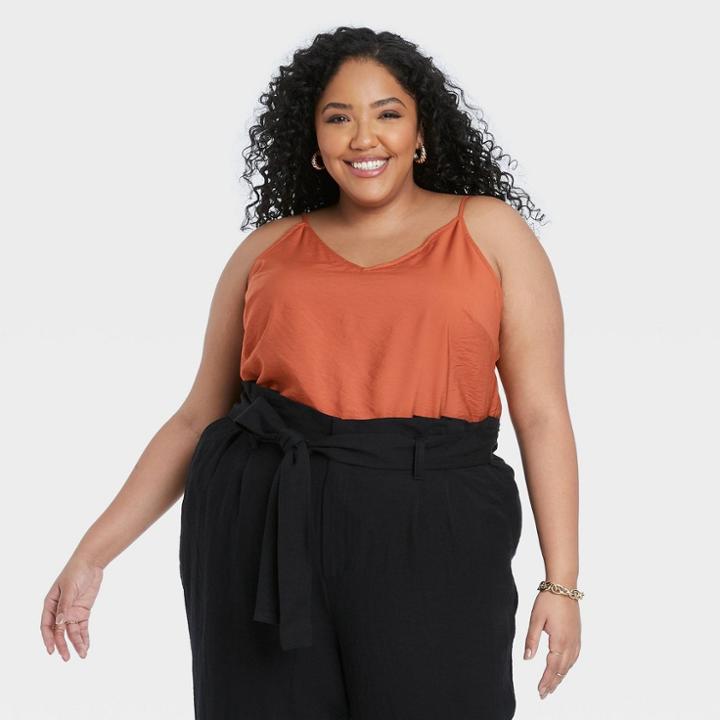 Women's Plus Size V-neck Cami - A New Day Brown