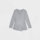 Maternity Long Sleeve V-neck Side Shirred T-shirt - Isabel Maternity By Ingrid & Isabel Heather Gray