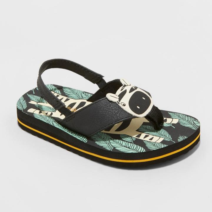 Toddler Boys' Henry Zebra Flip Flop Sandals - Cat & Jack Black