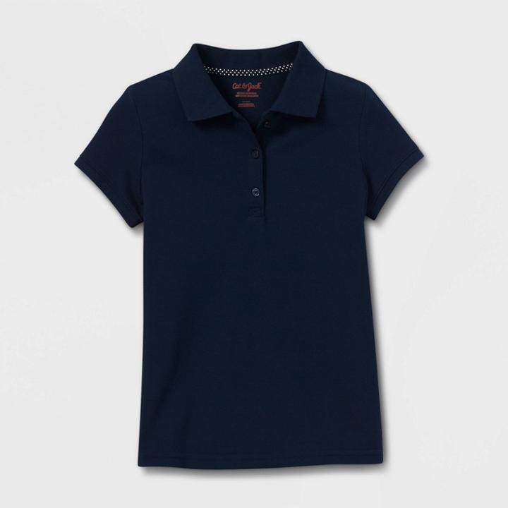 Girls' Stain Release Uniform Polo Shirt - Cat & Jack Navy