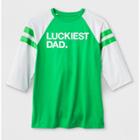 Shinsung Tongsang Men's 3/4 Sleeve 'luckiest Dad' Baseball T-shirt - Green