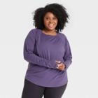Women's Plus Size Essential Crewneck Long Sleeve T-shirt - All In Motion Power Purple