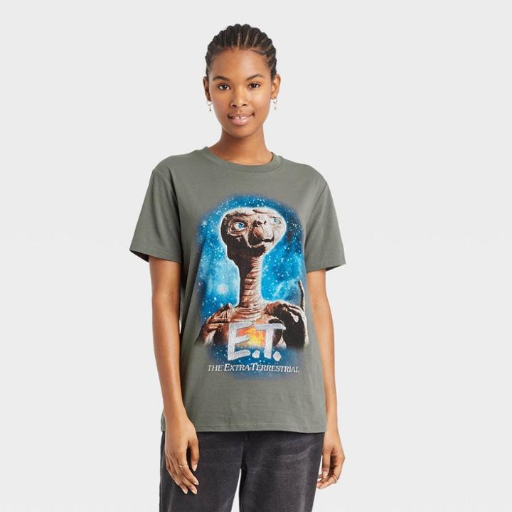 E.t. The Extra-terrestrial Women's Universal Studios E.t. Short Sleeve Graphic T-shirt - Gray