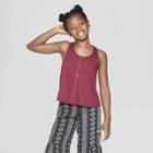 Girls' Button Front Swing Tank Top - Art Class Burgundy (red)
