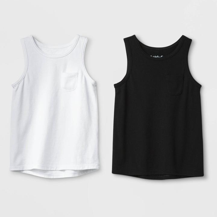 Toddler Girls' 2pk Wintex Solid Tank Top Set - Cat & Jack Black/white
