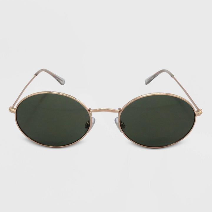 Women's Oval Metal Sunglasses - A New Day Gold, Women's, Size: Small, Gold/grey