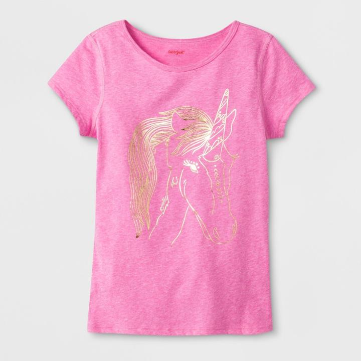 Girls' Adaptive Short Sleeve Unicorn Graphic T-shirt - Cat & Jack Pink
