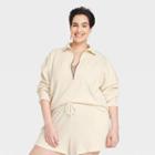 Women's Plus Size French Terry Quarter Zip Sweatshirt - Universal Thread Cream