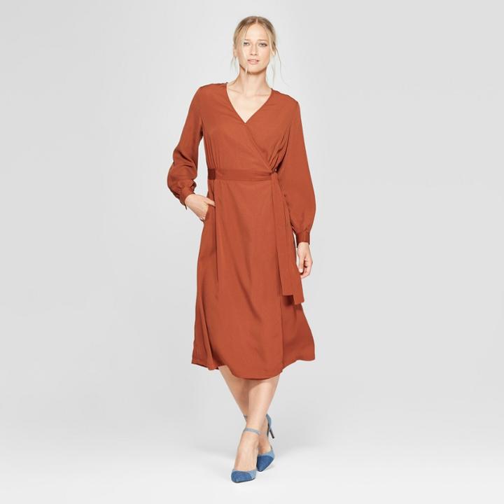 Women's Long Sleeve Wrap Midi Dress - Who What Wear