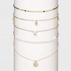 Crystal Acrylic Stones White Pearls Multi Necklace Set - Wild Fable Gold, Women's, Clear