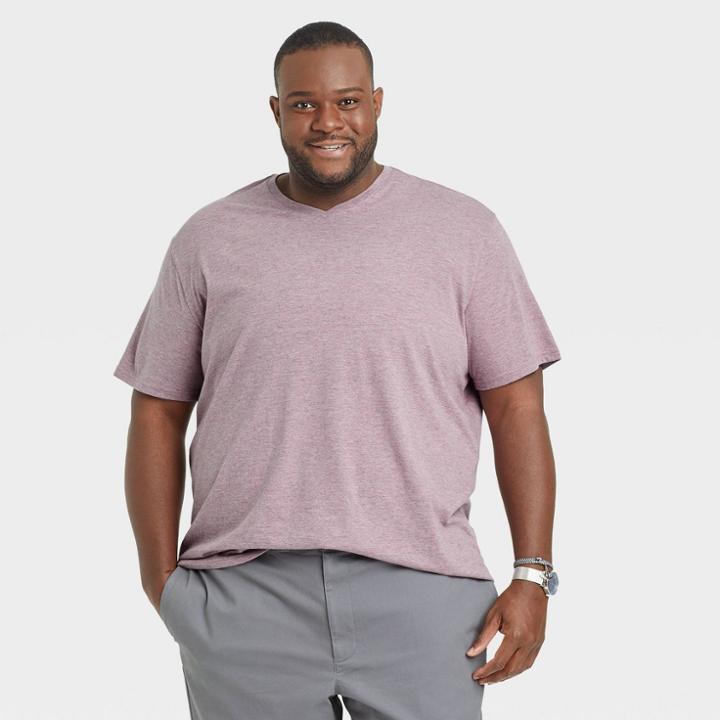 Men's Big & Tall Standard Fit Short Sleeve V-neck T-shirt - Goodfellow & Co Purple