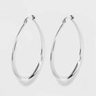 Silver Plated Graduated Oval Hoop Earrings - A New Day Silver, Women's
