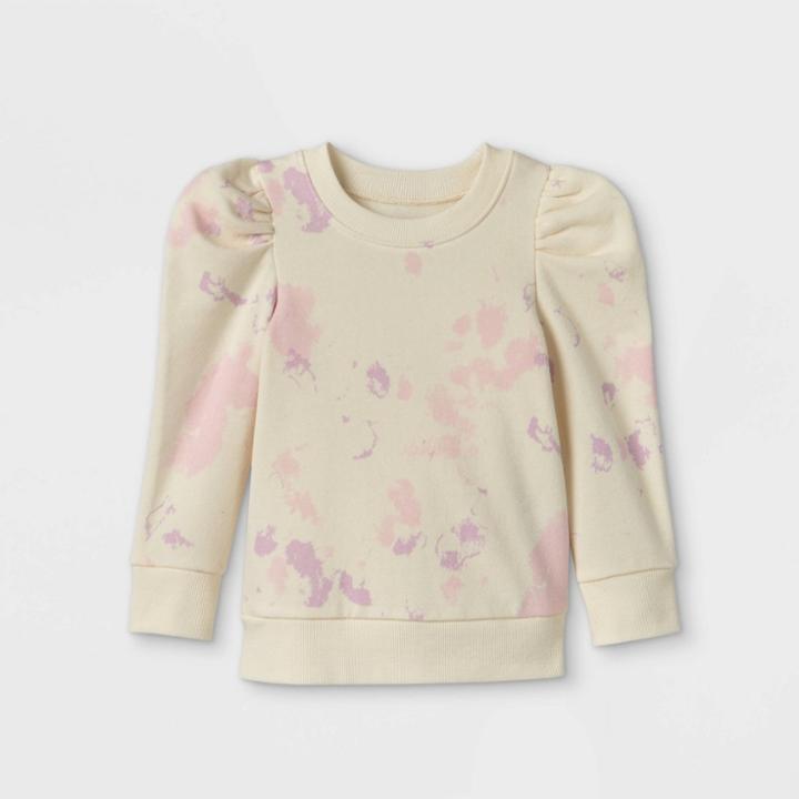 Grayson Mini Toddler Girls' Tie-dye Puff Sleeve Fleece Pullover - Pink