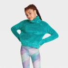 Girls' High Pile Sherpa Fleece Pullover Sweatshirt - All In Motion Turquoise Green
