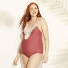 Sea Angel Maternity Lace Front One Piece Swimsuit - Isabel Maternity By Ingrid & Isabel Cinnamon Red