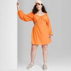 Women's Plus Size Long Sleeve Cut Out Fit & Flare Dress - Wild Fable Orange