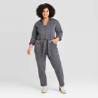 Women's Plus Size Long Sleeve Collared Boilersuit - Universal Thread Dark Gray