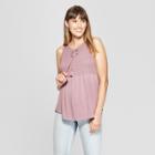 Women's Oil Wash Smocked Tank Top - Knox Rose Purple